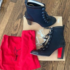Christian Louboutin Black and Red Ankle Boots